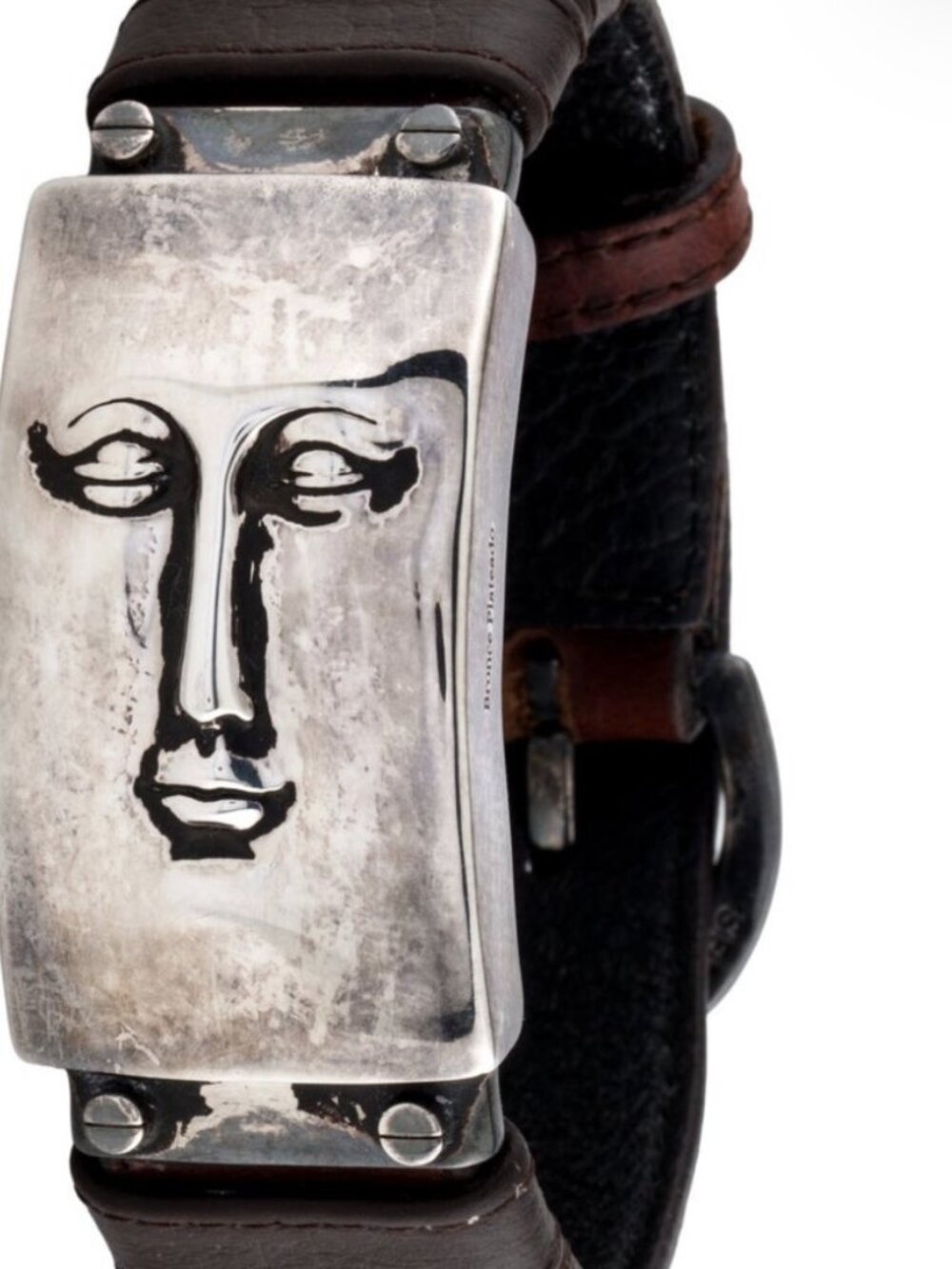 SERGIO BUSTAMANTE LEATHER FACE WRAP BRACELET